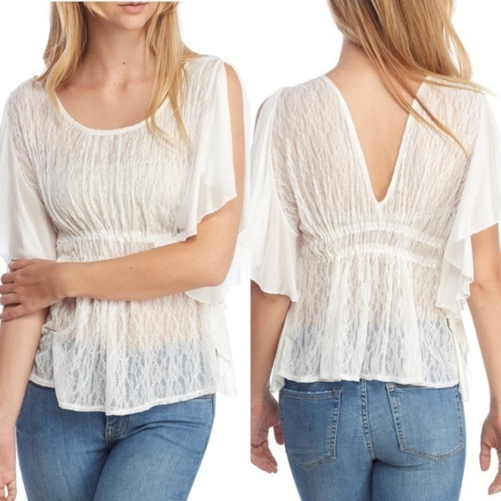 Free People June Lace Top In Ivory Size M NWT